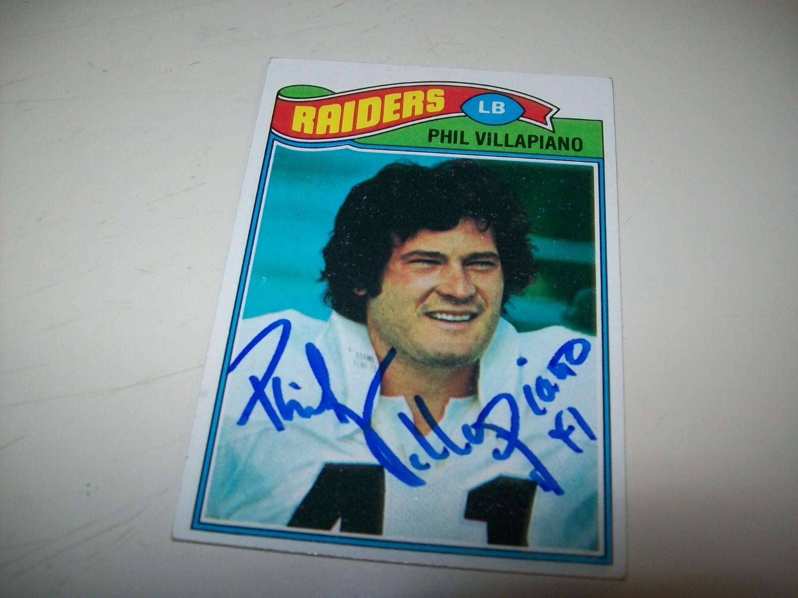 1977 TOPPS PHIL VILLAPIANO AUTOGRAPH SIGNED AUTO #24 OAKLAND RAIDERS