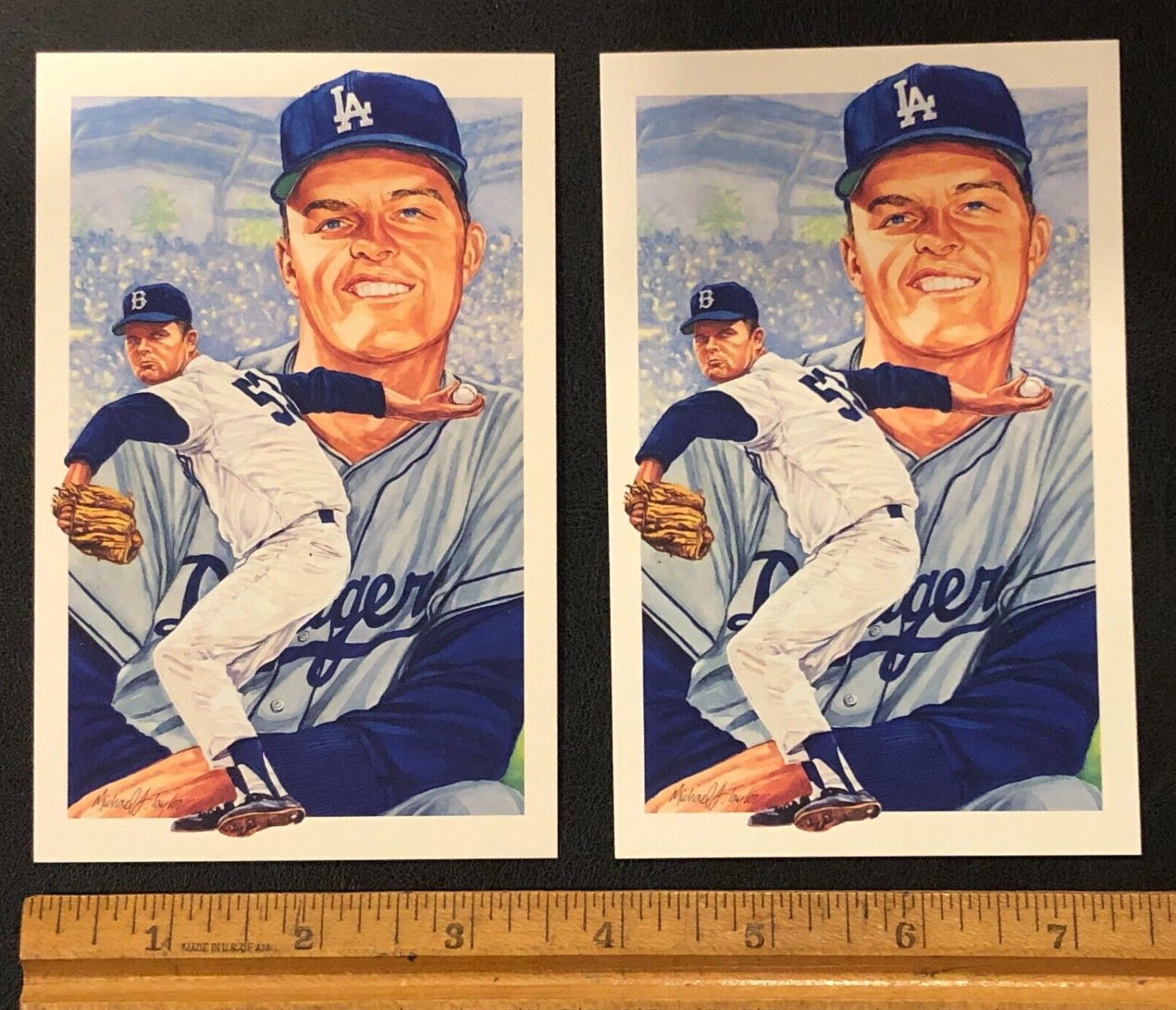 (2)x Don Drysdale Los Angeles Dodgers 1991 Legends Magazine Insert #5 Postcards