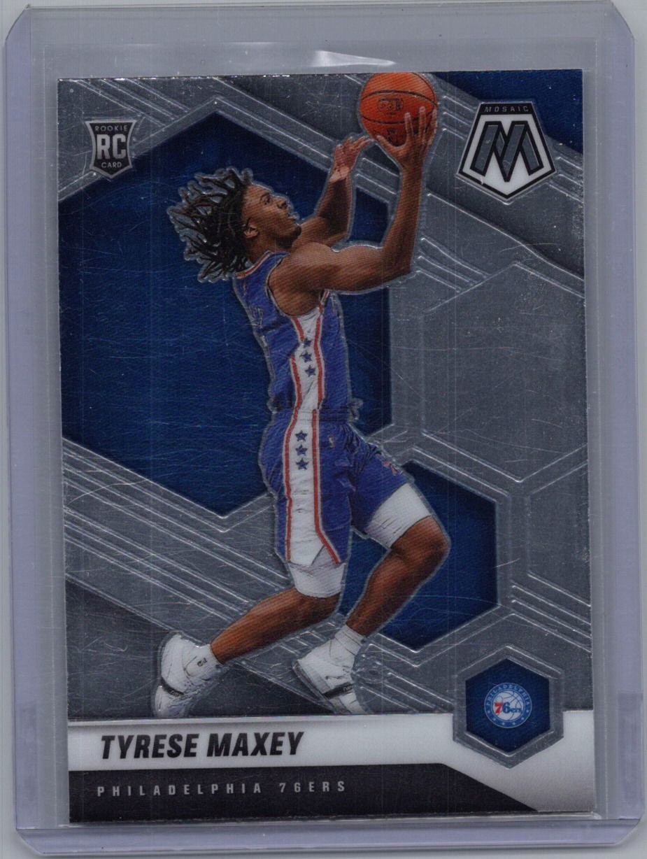 2020-21 Panini Mosaic #203 Tyrese Maxey Mosaic Fast Break Silver