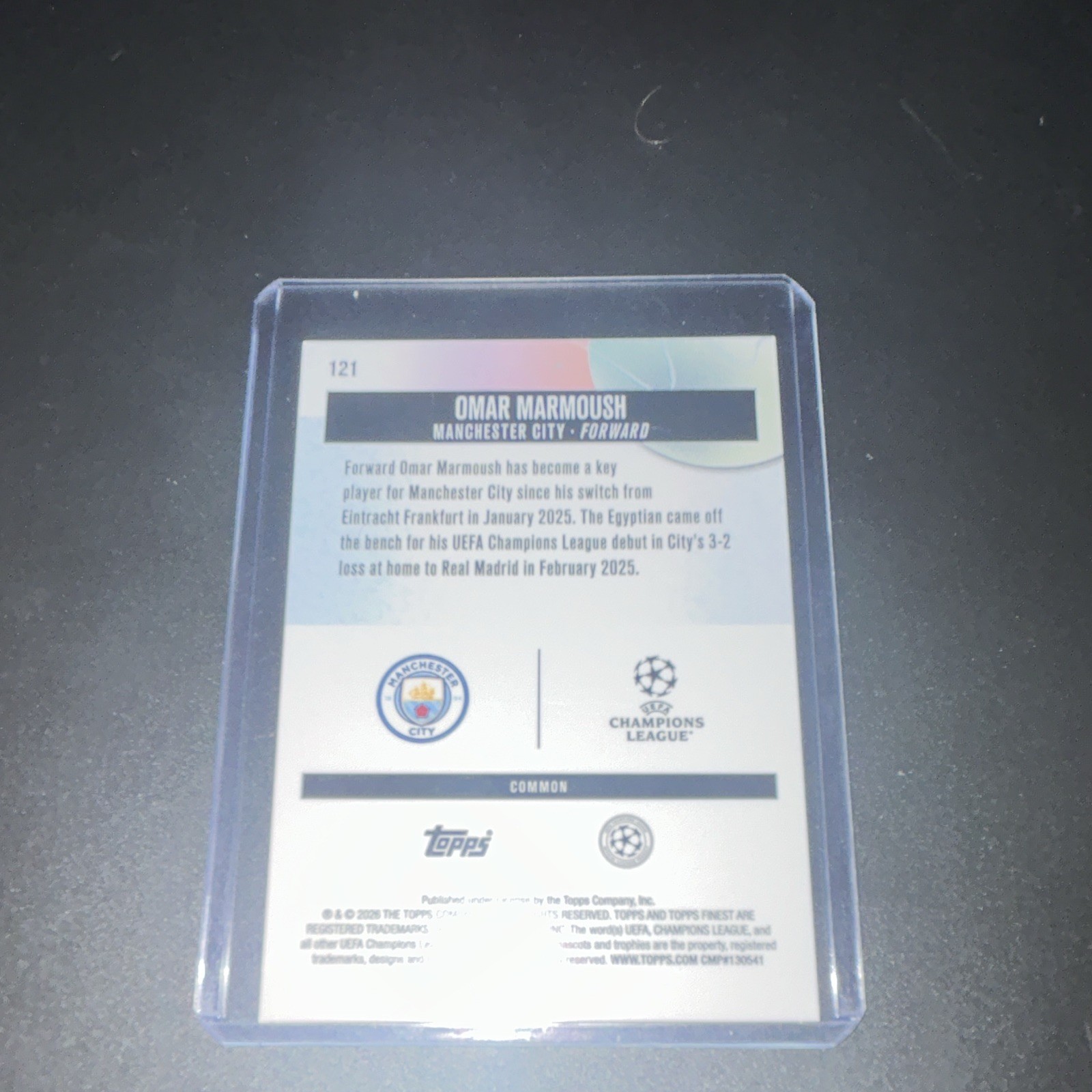 Topps Finest UEFA Champions League 2025 Omar Marmoush Man City #121 Parallel