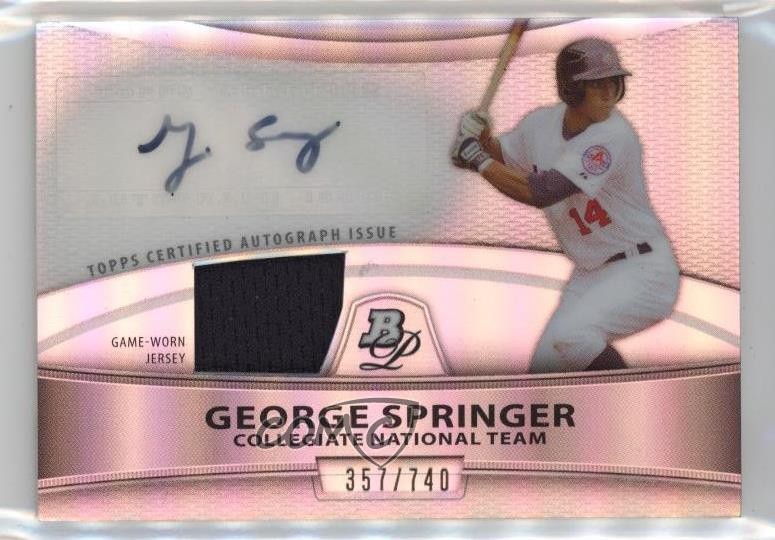 2010 Bowman Platinum Relic Refractor 357/740 George Springer #PAR-GS Auto 3hd