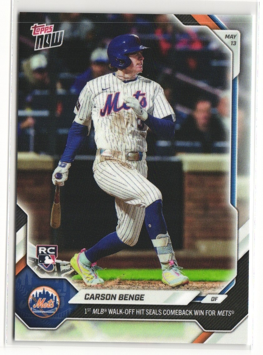 2026 MLB Topps NOW #198 Carson Benge Rookie RC Mets 1st Walk-Off