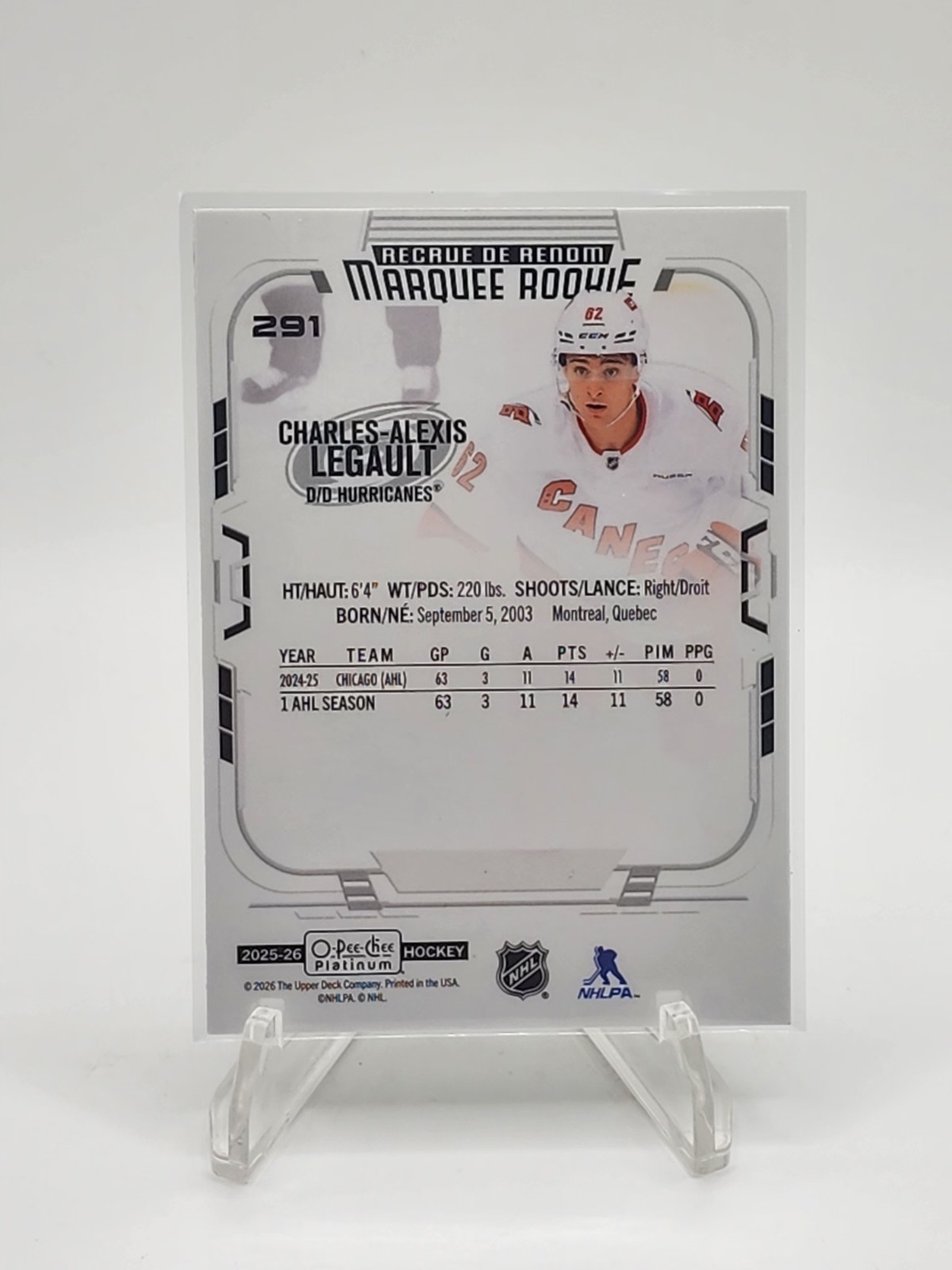 2025-26 O-Pee-Chee Platinum – Marquee Rookies Charles-Alexis Legault #291 (RC)