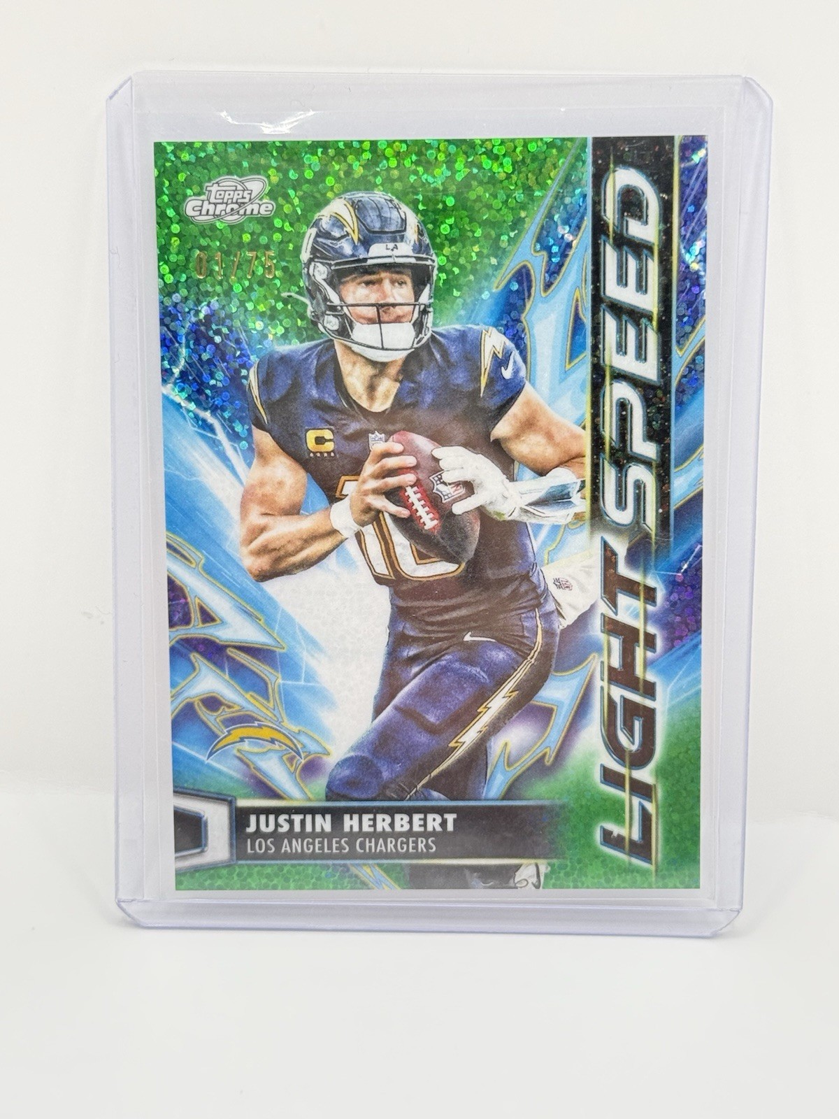 2025 Topps Cosmic Chrome Light Speed Justin Herbert #158 LS-7 Green Dust 01/75