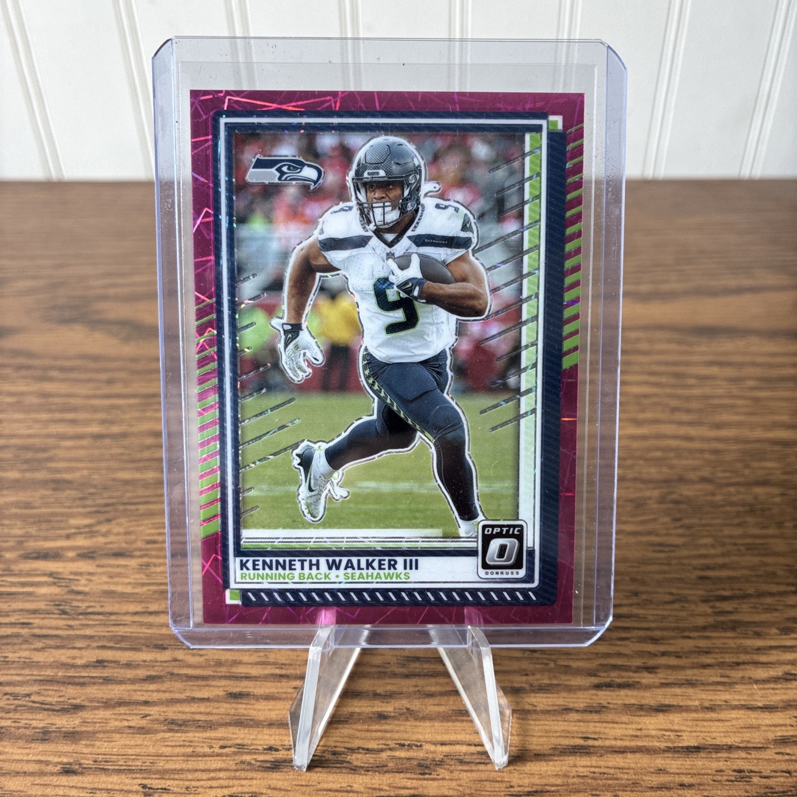 2025 Panini Donruss Optic Kenneth Walker III Pink Velocity /99 SEAHAWKS S.B. MVP
