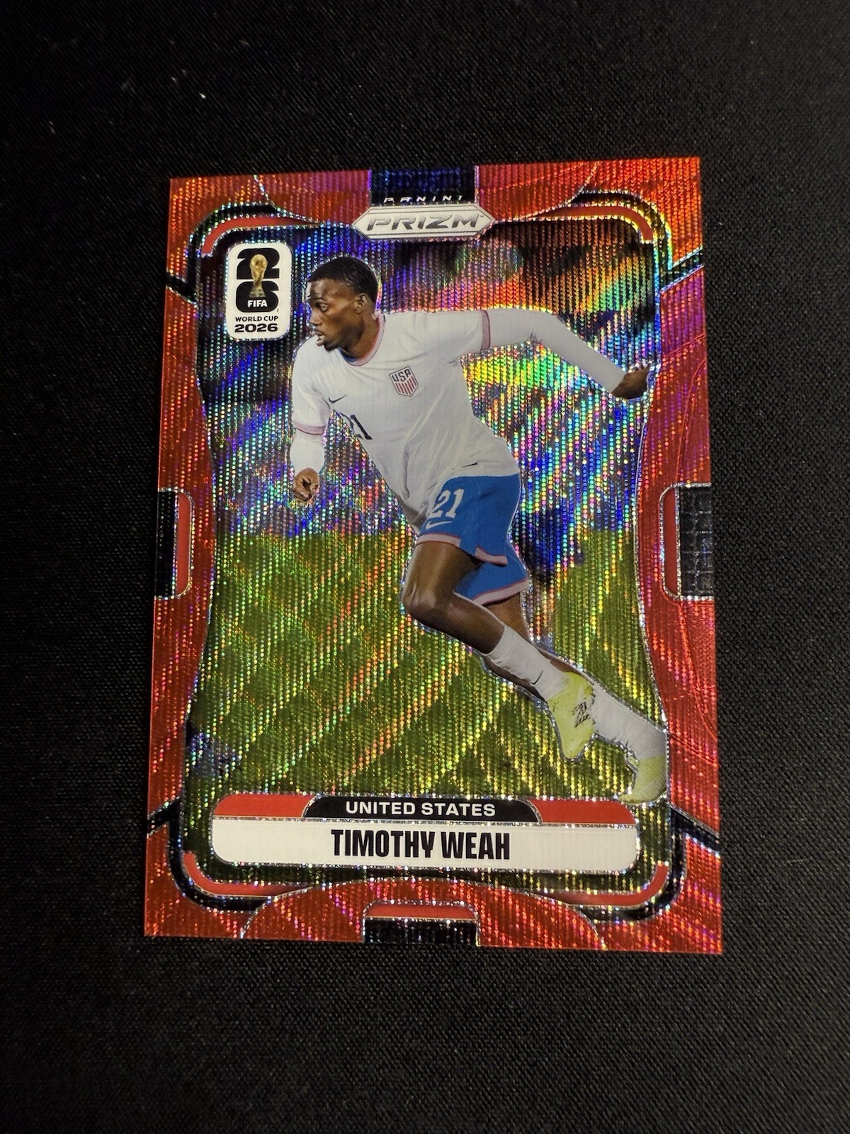 Timothy Weah 2026 FIFA Prizm World Cup Soccer Red Wave 31/39. USA