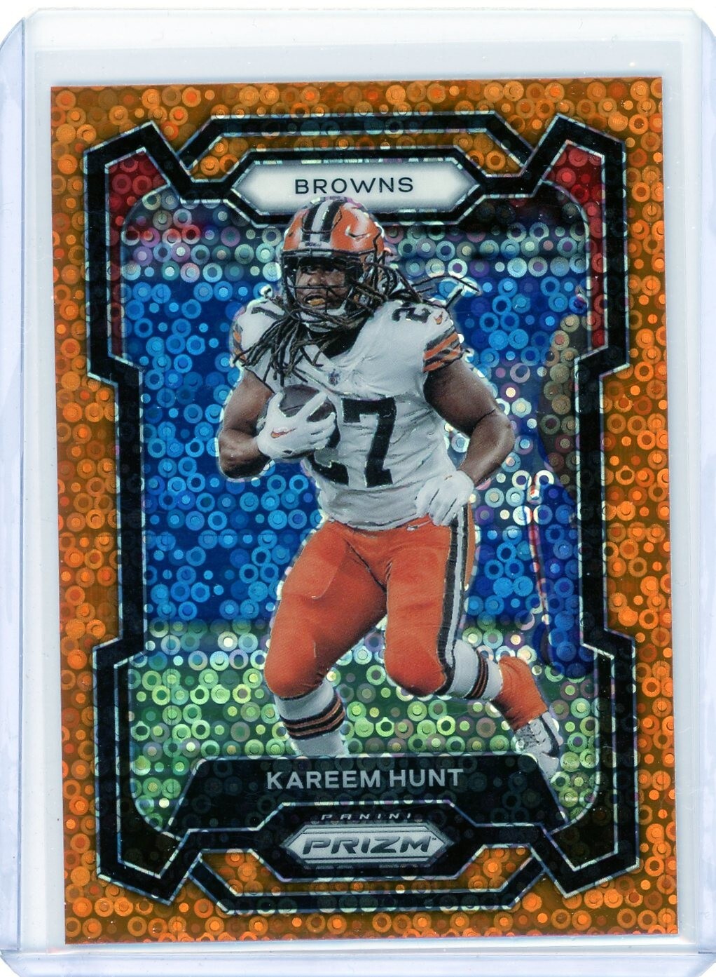 2023 Panini Prizm Kareem Hunt Orange Disco Prizm #67 Cleveland Brown