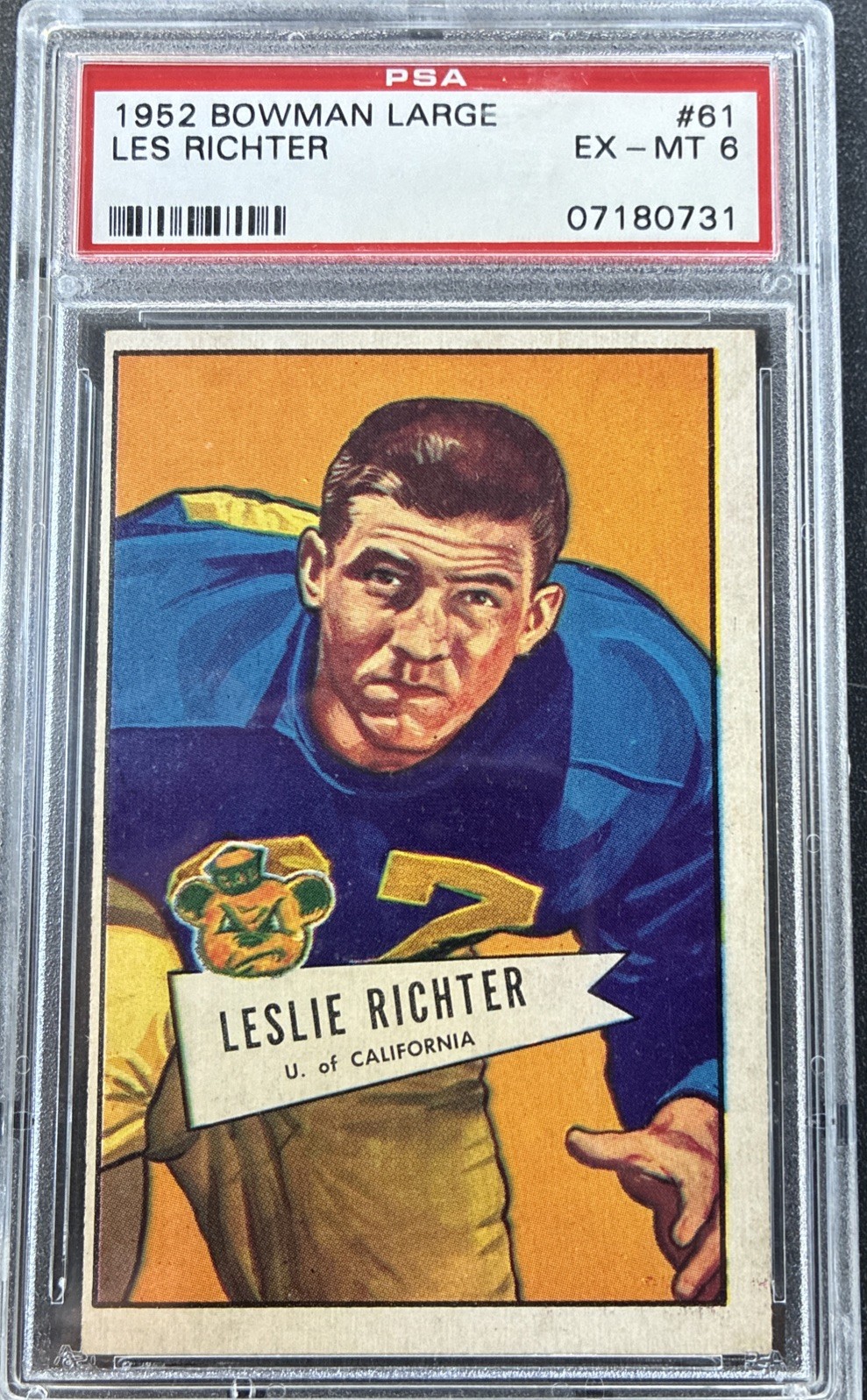 1952 Bowman Large Les Richter HOF ROOKIE RC #61 PSA 6 EX-MT Los Angeles Rams