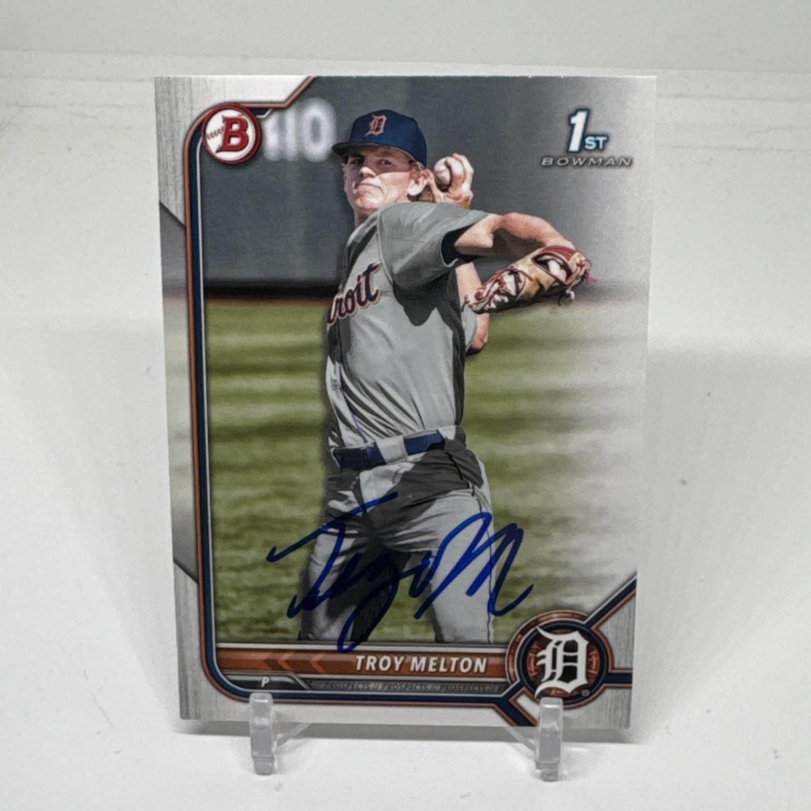 2022 Bowman Draft 1st Draft BD-118 Troy Melton Detroit Tigers SIGNED