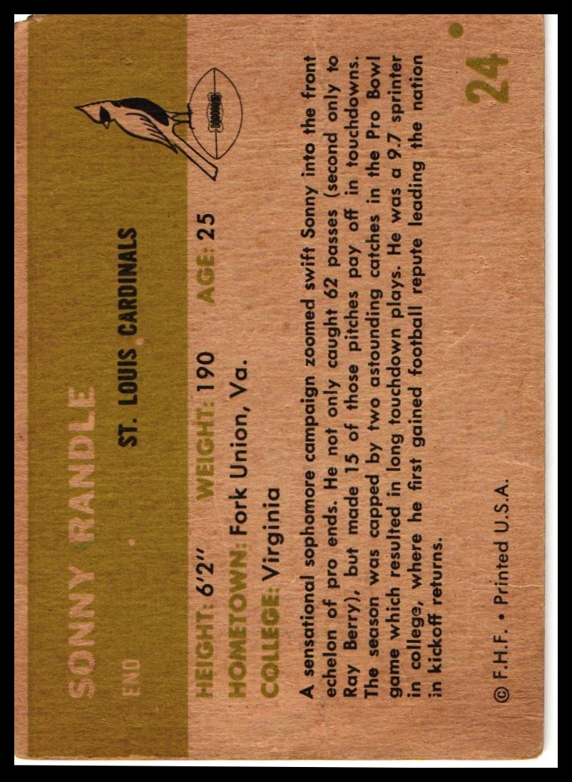 1961 Fleer #24 Sonny Randle