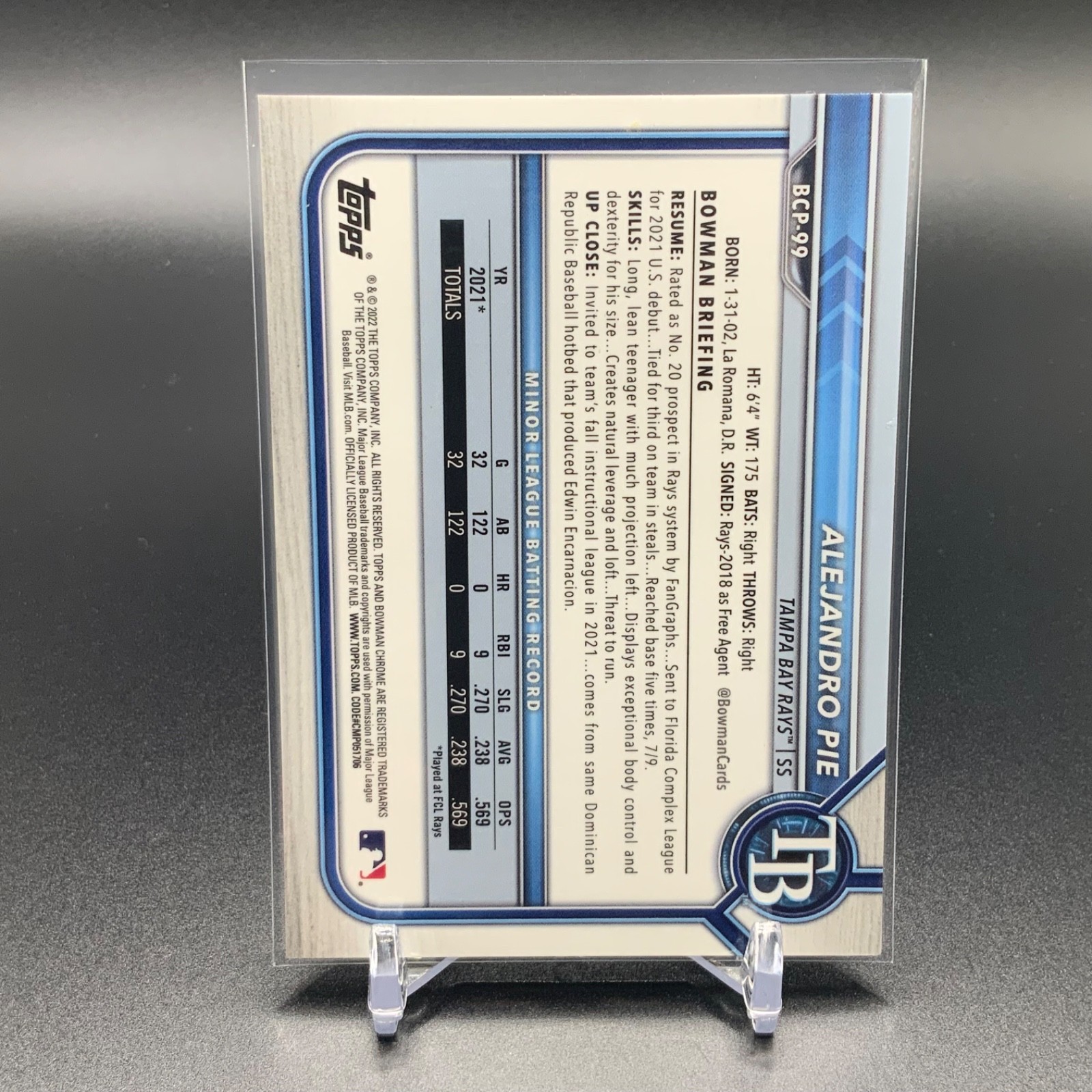 Alejandro Pie 2022 Bowman Chrome Fuchsia Refractor /199 TTC6100