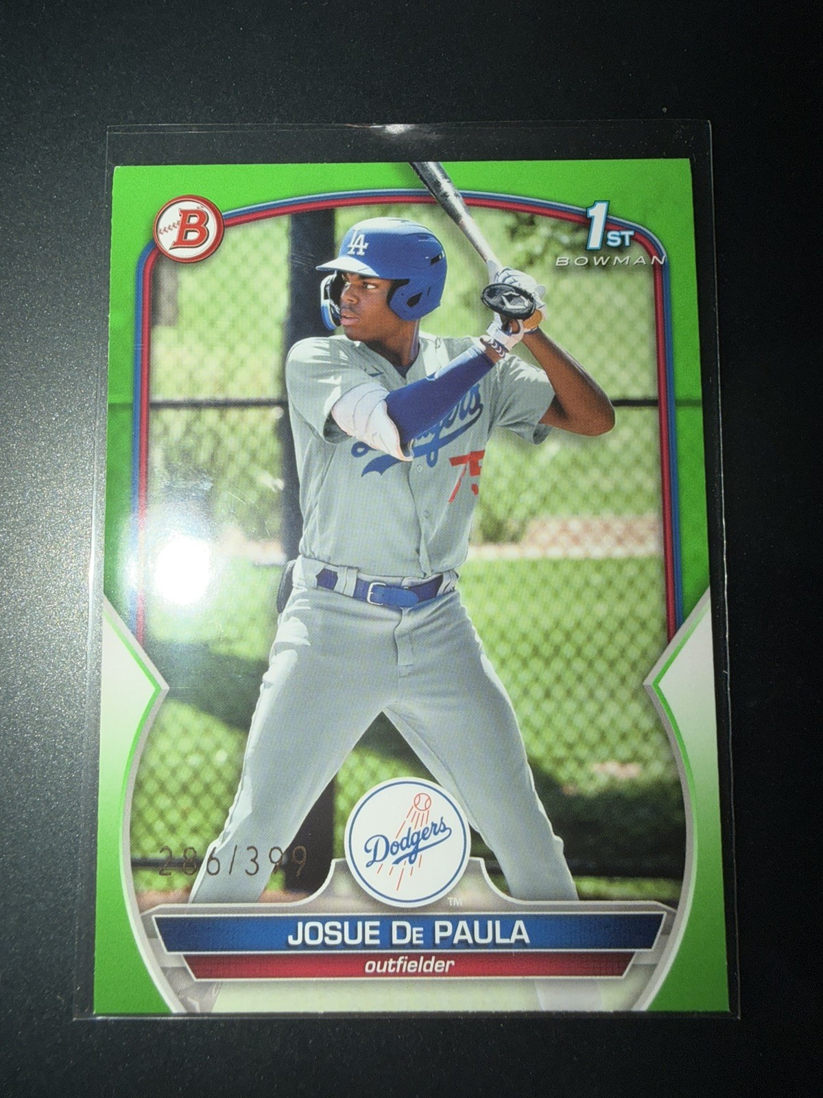 2023 Josue de Paula Bowman Prospects 1st Bowman Green Paper /399 Dodgers