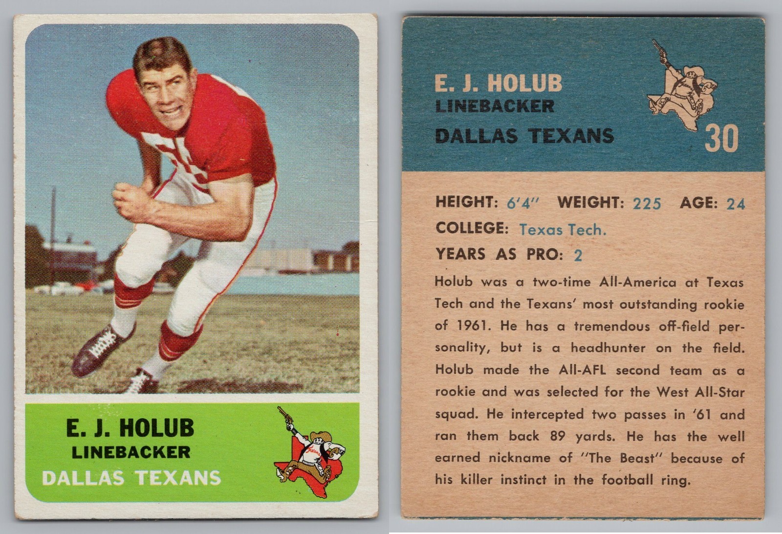 JACK SPIKES 1962 Vintage Fleer #23 Dallas Texans