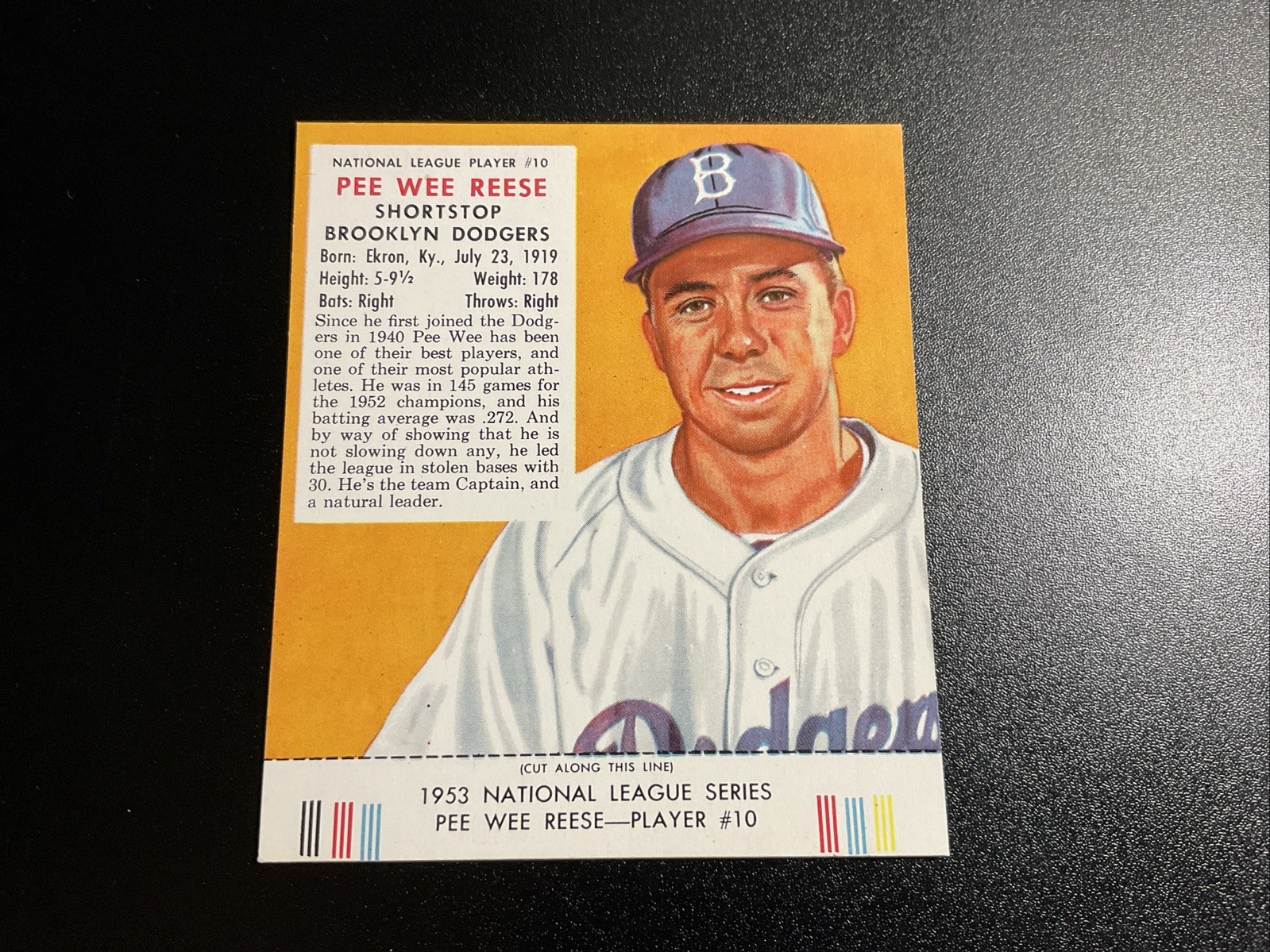 1953 Red Man Tobacco All-Star Team – NL Series Pee Wee Reese #10 NM-MT