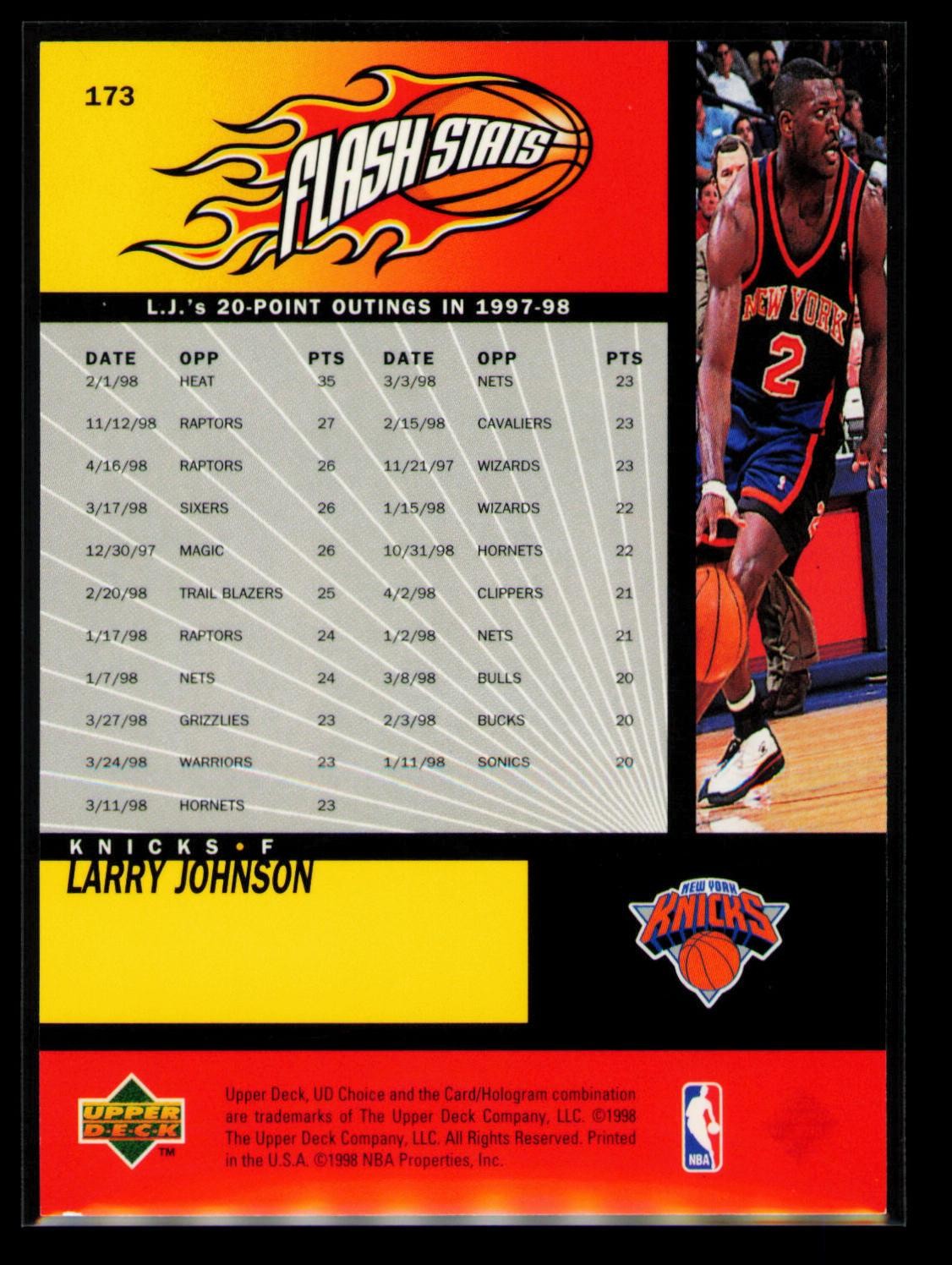 Larry Johnson 1998-99 UD Choice #173