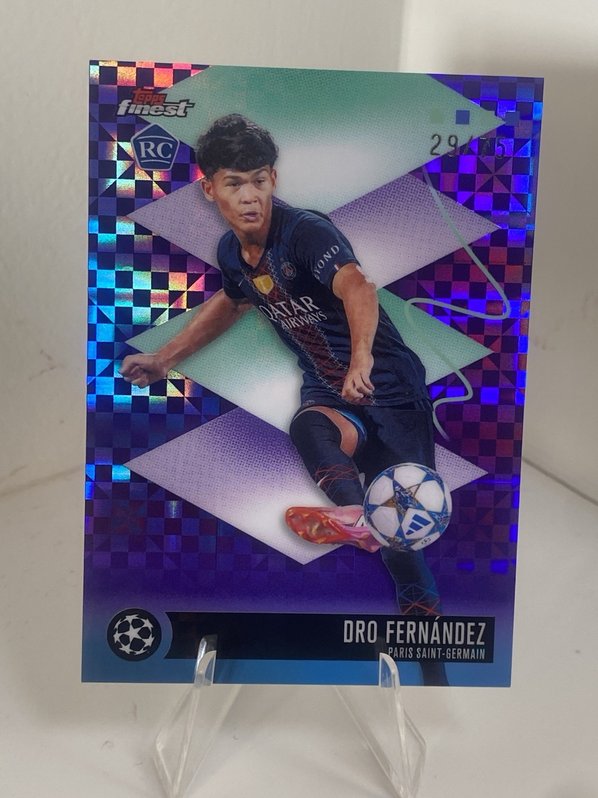 Dro Fernandez 2025 Topps Finest UEFA Rookie Rare Purple Refractor /75 (RC) #541