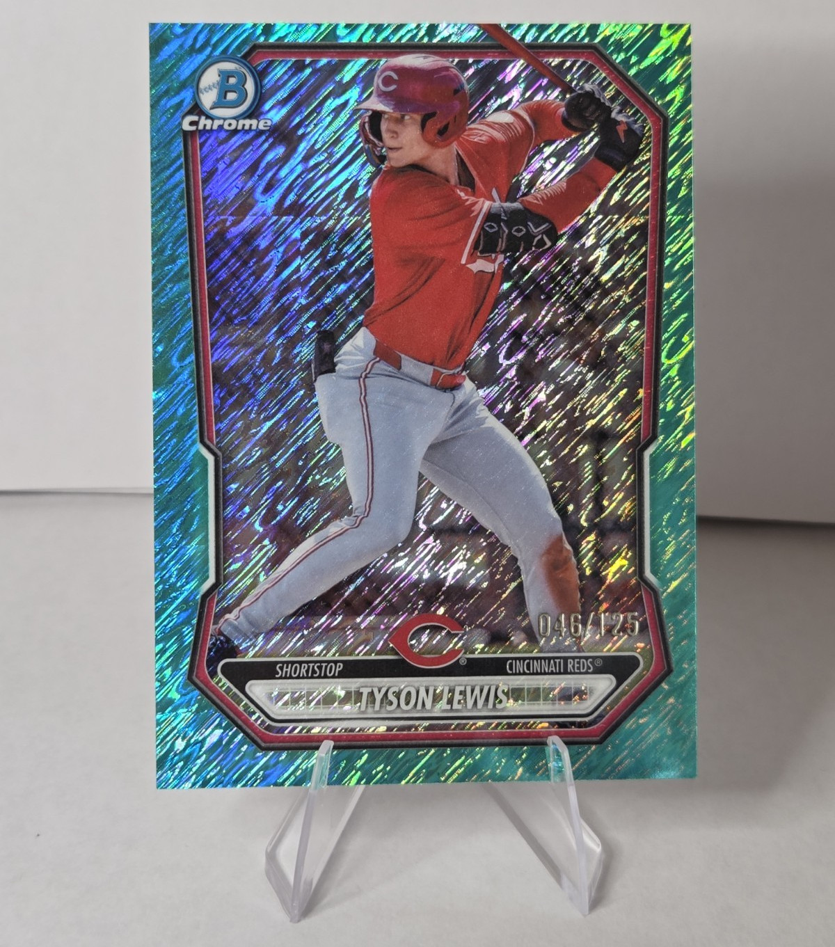 2026 Bowman Tyson Lewis Cincinnati Reds BCP-5 Aqua Shimmer /125