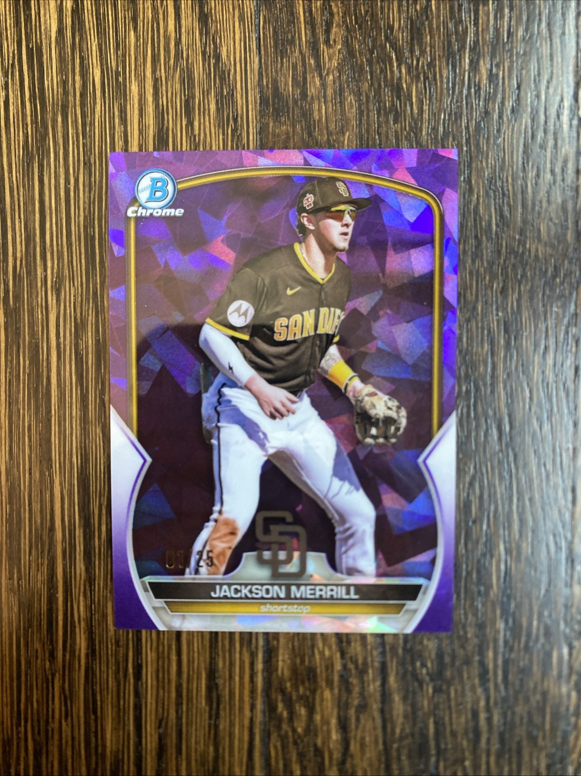 2023 JACKSON MERRILL BOWMAN CHROME ROOKIE Purple SAPPHIRE REFRACTOR #’d 01/25