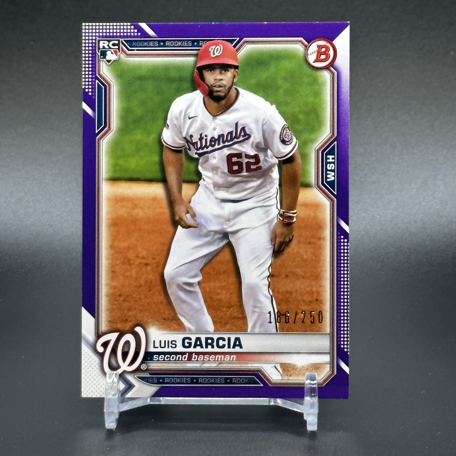 2021 Bowman Luis Garcia #’d /250 Purple Parallel Rookie – Nationals RC