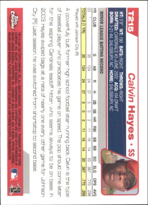 2004 Topps Chrome Traded #T215 Calvin Hayes FY RC – BB