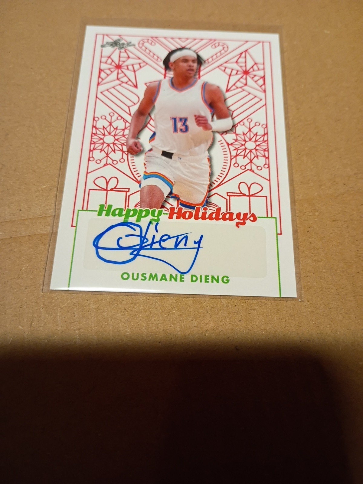 Ousmane Dieng 2023 Leaf Holiday Pack Happy Holidays Auto Oklahoma City Thunder