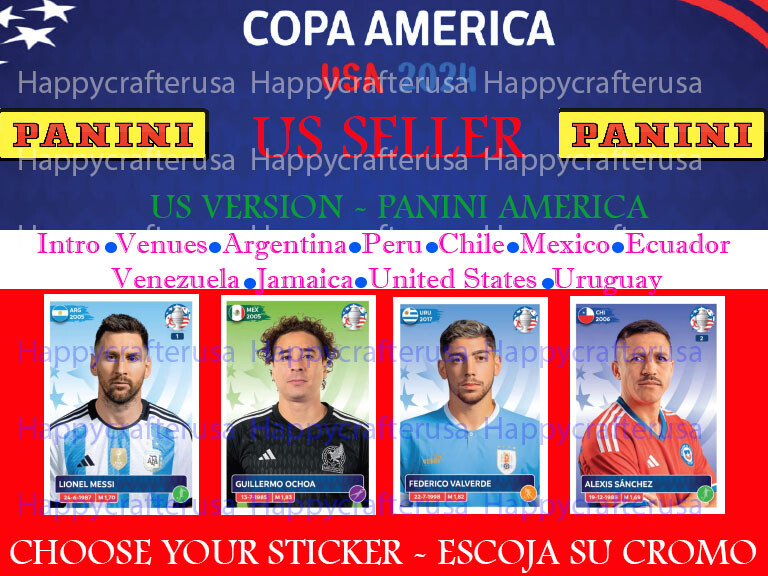 LATAM Version Panini Copa America 2024 – Stickers #INTR1 – #URU22 ** YOU PICK**