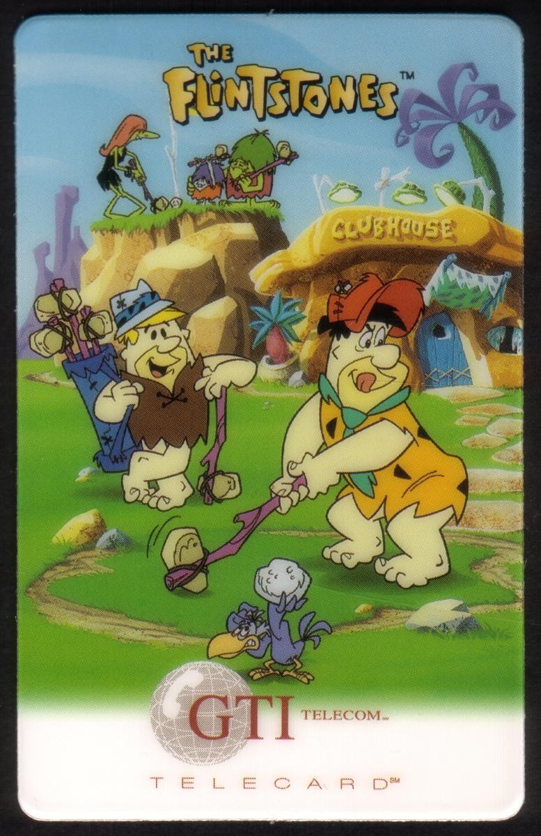 (No Denom.) Flintstones Cartoon Fred & Barney Playing Golf USED Phone Card
