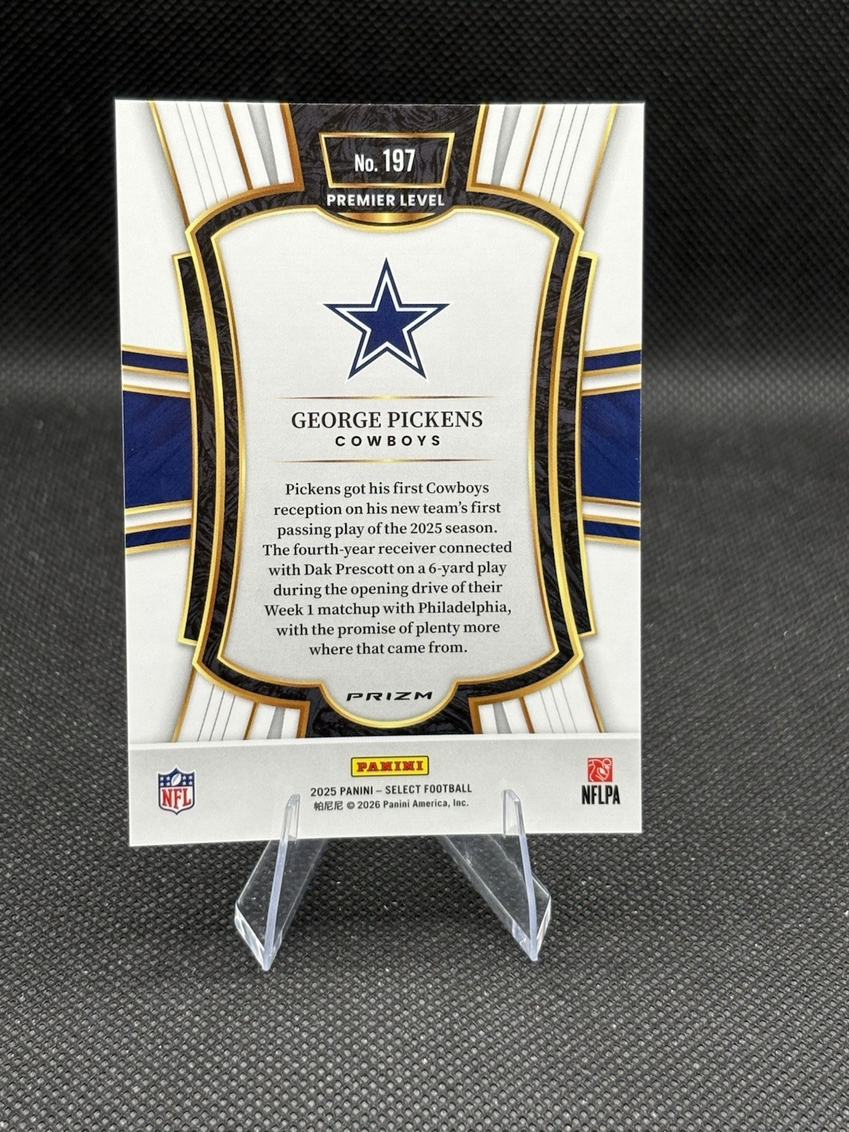 George Pickens Disco Prizm 2025 Select Premier Level #197 Dallas Cowboys