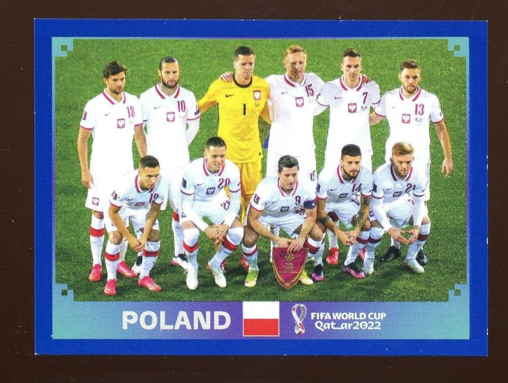 2022 Fifa World Cup Panini Sticker Blue Parallel TEAM PHOTO Poland POL1