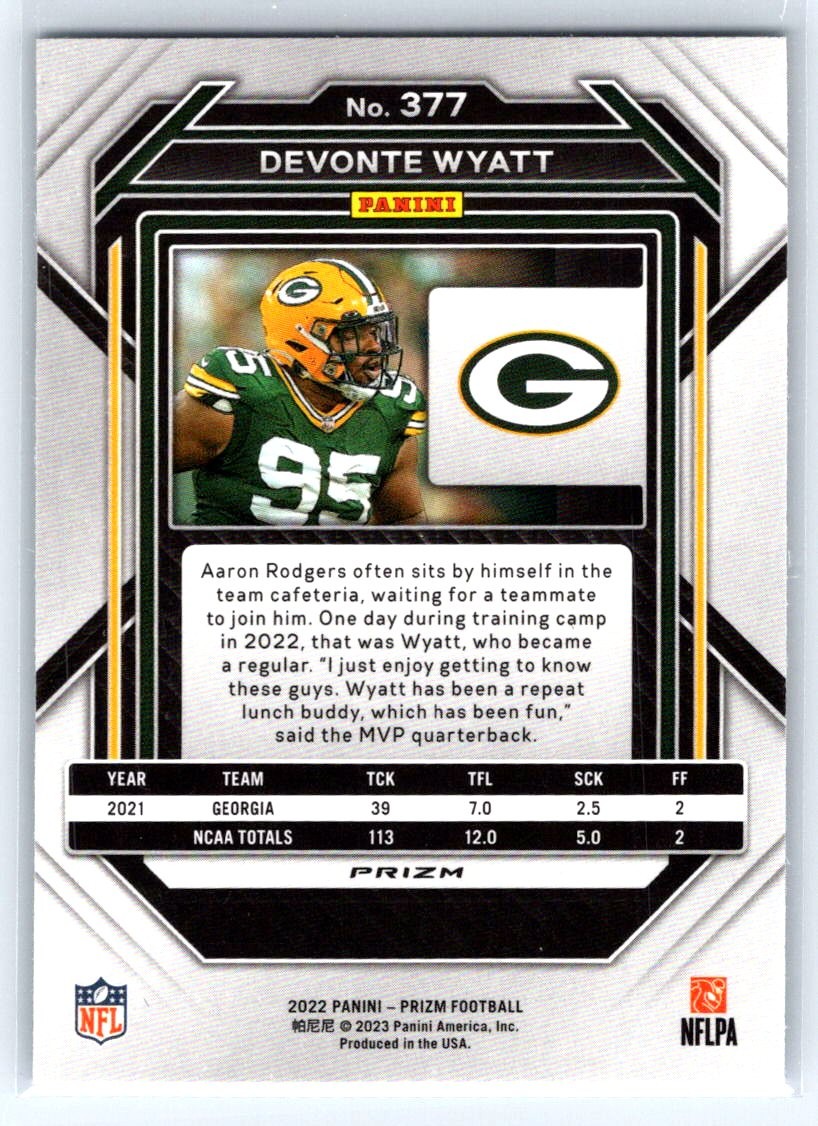 2022 Panini Prizm #377 Devonte Wyatt Silver