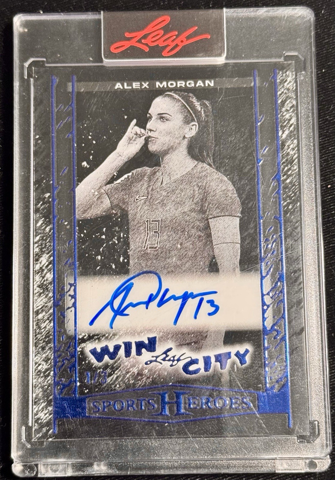 2025 Leaf Sports Heroes ALEX MORGAN Win City Blue Acetate Auto /3 ⚽ FIFA USA