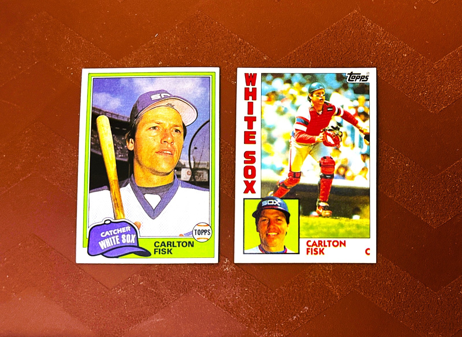 1981 Topps Carlton Fisk #762 & 1984 Carlton Fisk #560 Chicago White Sox HOF MINT