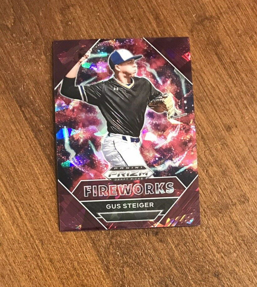 Gus Steiger 2020 Prizm Draft Pick Fireworks Burgundy Cracked Ice PDP185 Reds /23