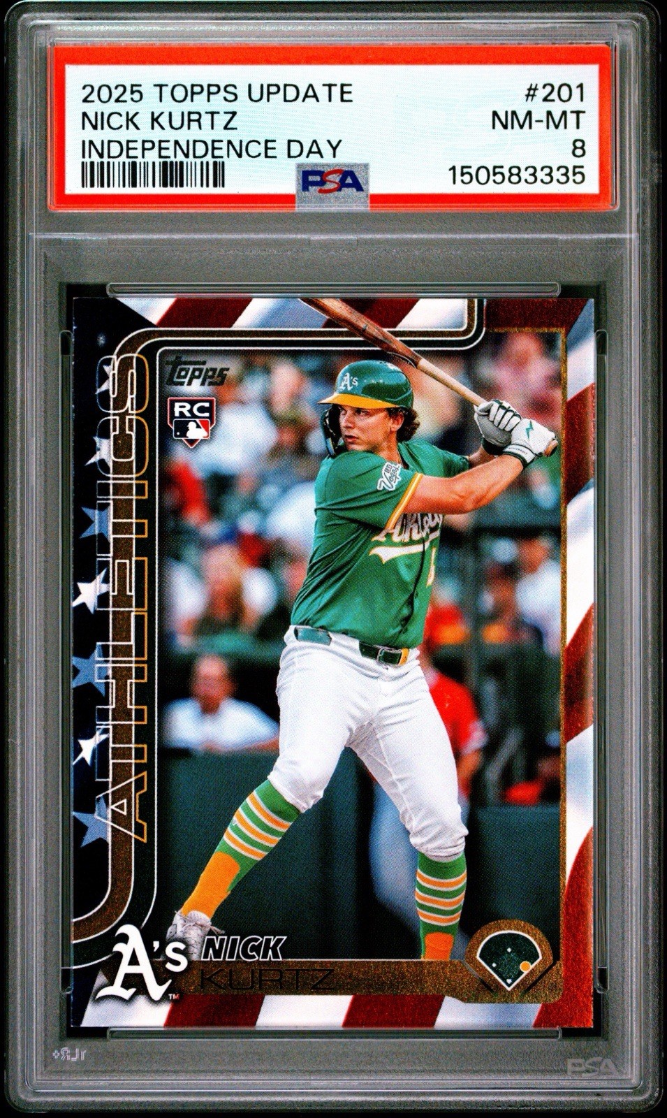 Nick Kurtz Independence Day Parallel /76 Rookie Card PSA 8 2025 Topps Update