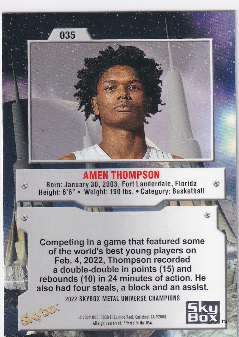 2022 SKYBOX METAL #35 AMEN THOMPSON- HOUSTON ROCKETS