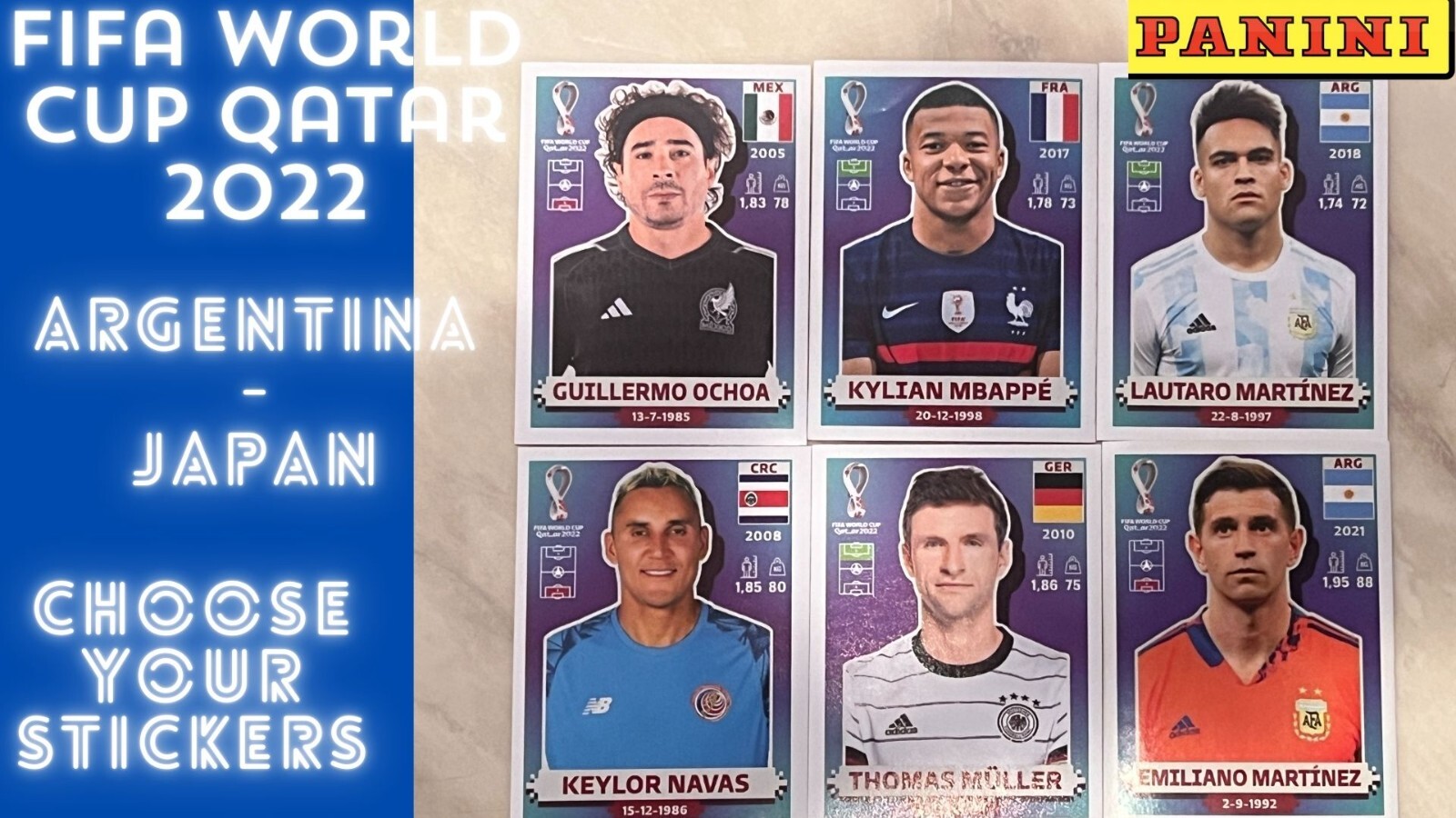 Panini FIFA World Cup Qatar 2022 Stickers #ARG1-JPN20 YOU PICK-COMPLETE YOUR SET