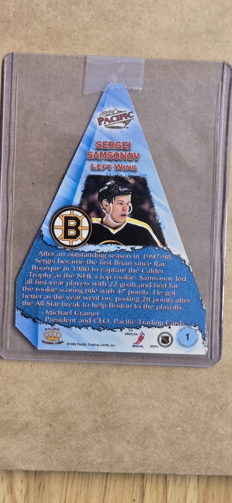 RARE 1998-99 Pacific – Cramer’s Choice GOLD 1:721 Sergei Samsonov #1