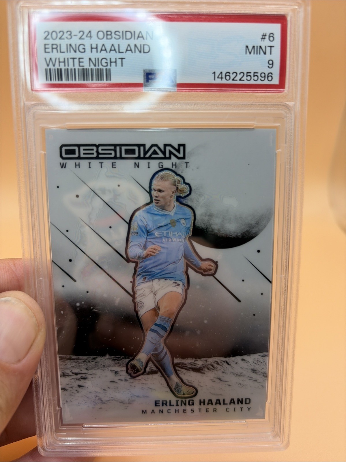 Erling Haaland 2023-24 Panini Obsidian White Night SSP PSA 9 MINT #6