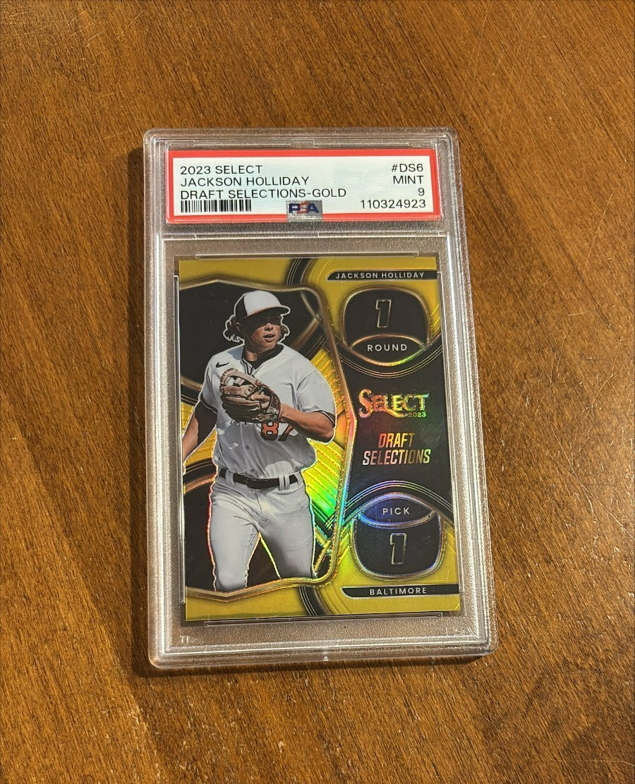 Jackson Holliday 2023 Panini Select Draft Selections Gold DS6 Orioles /10 PSA 9