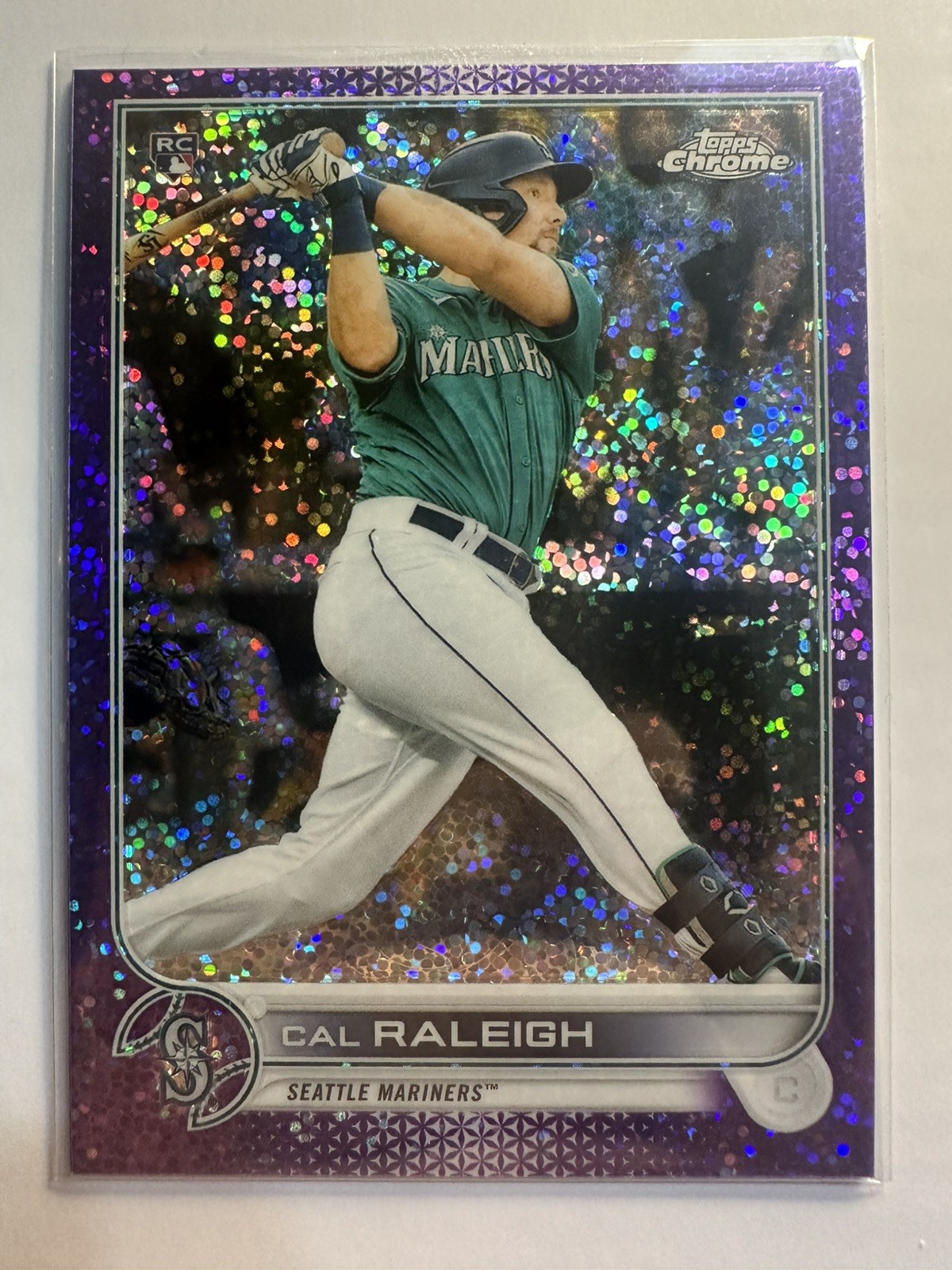 Topps 2022 Topps Chrome Cal Raleigh #149 Purple Speckle Refractor /299 RC