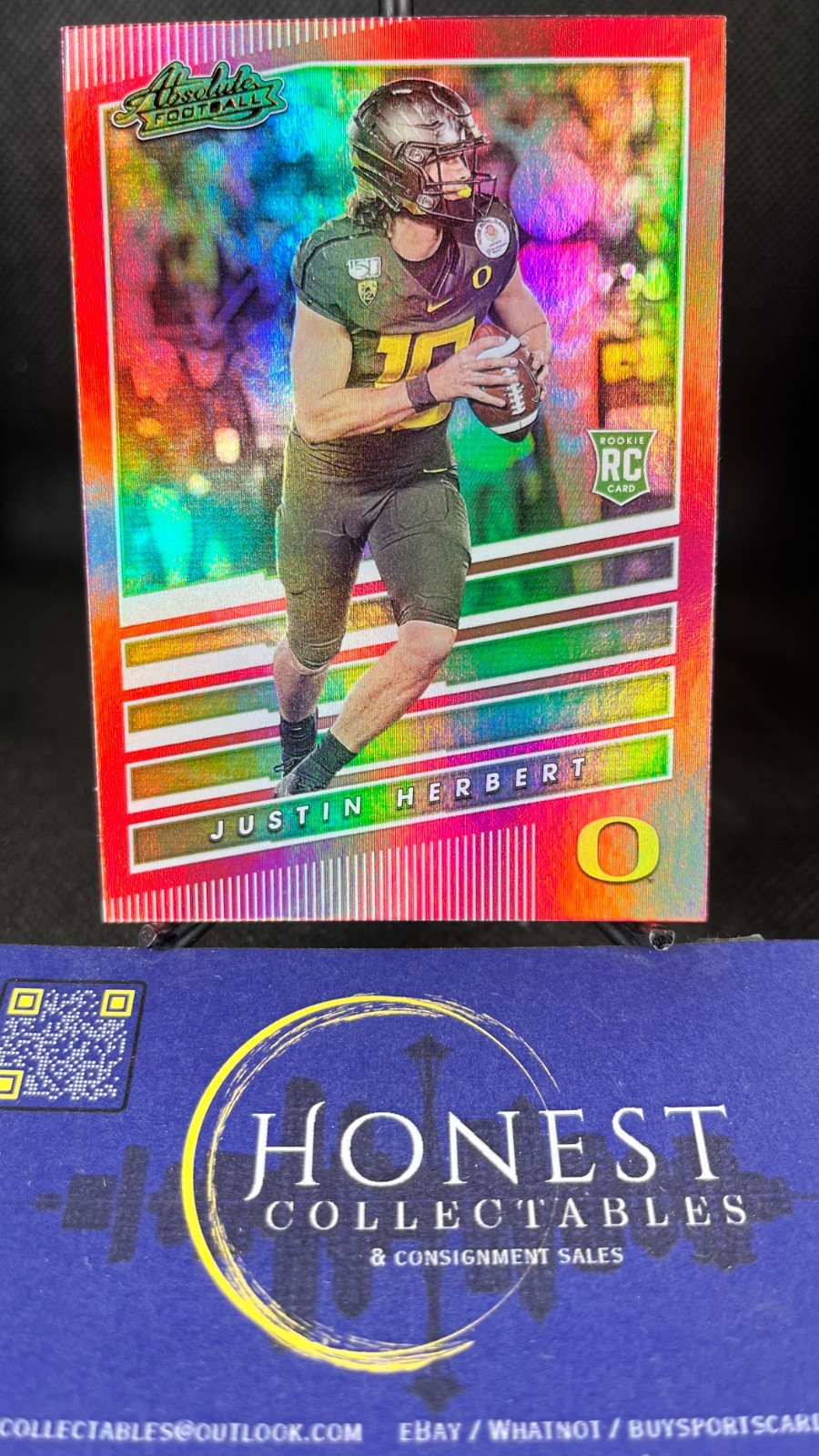 Justin Herbert (RC) – 2020 Panini Absolute Spectrum Red Parallel Rookie #4