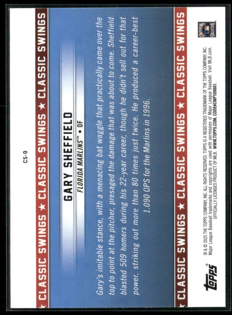 Gary Sheffield 2025 Topps All-Star Game Classic Swings #CS-9 Florida Marlins q