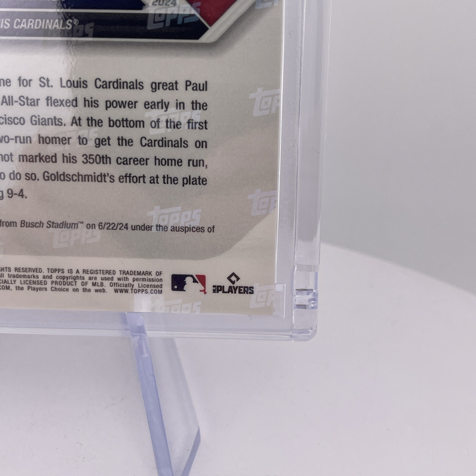 Paul Goldschmidt #08/99 Base Relic “350th Career Homer” 2024 Topps Now 333B