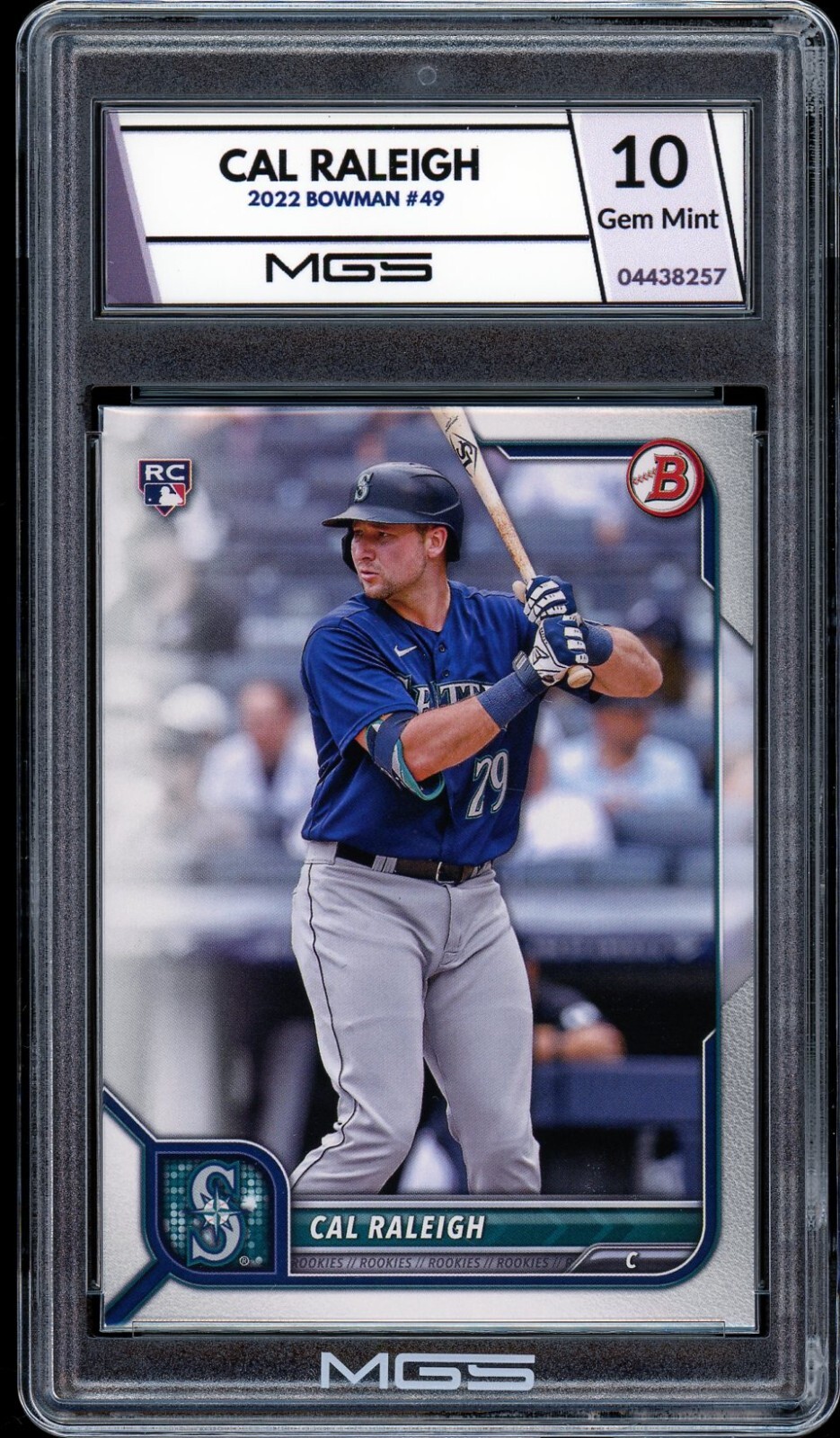 2022 Bowman #49 Cal Raleigh ROOKIE CARD Graded 10 MGS Gem MINT Mariners