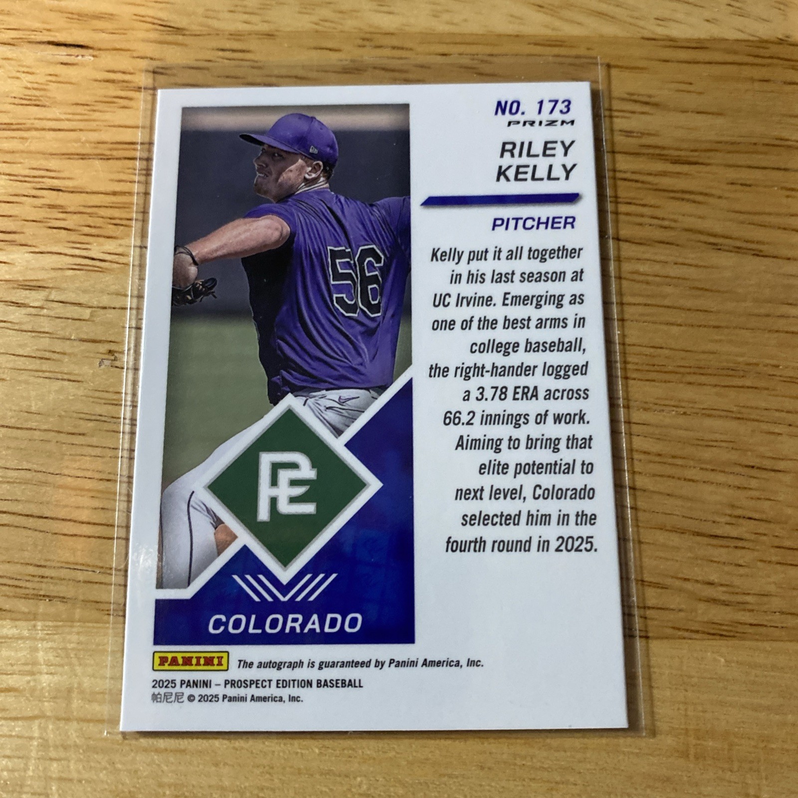 2025 Panini Prospect Edition – Riley Kelly #173 Green Prizm Signatures (AU, RC)