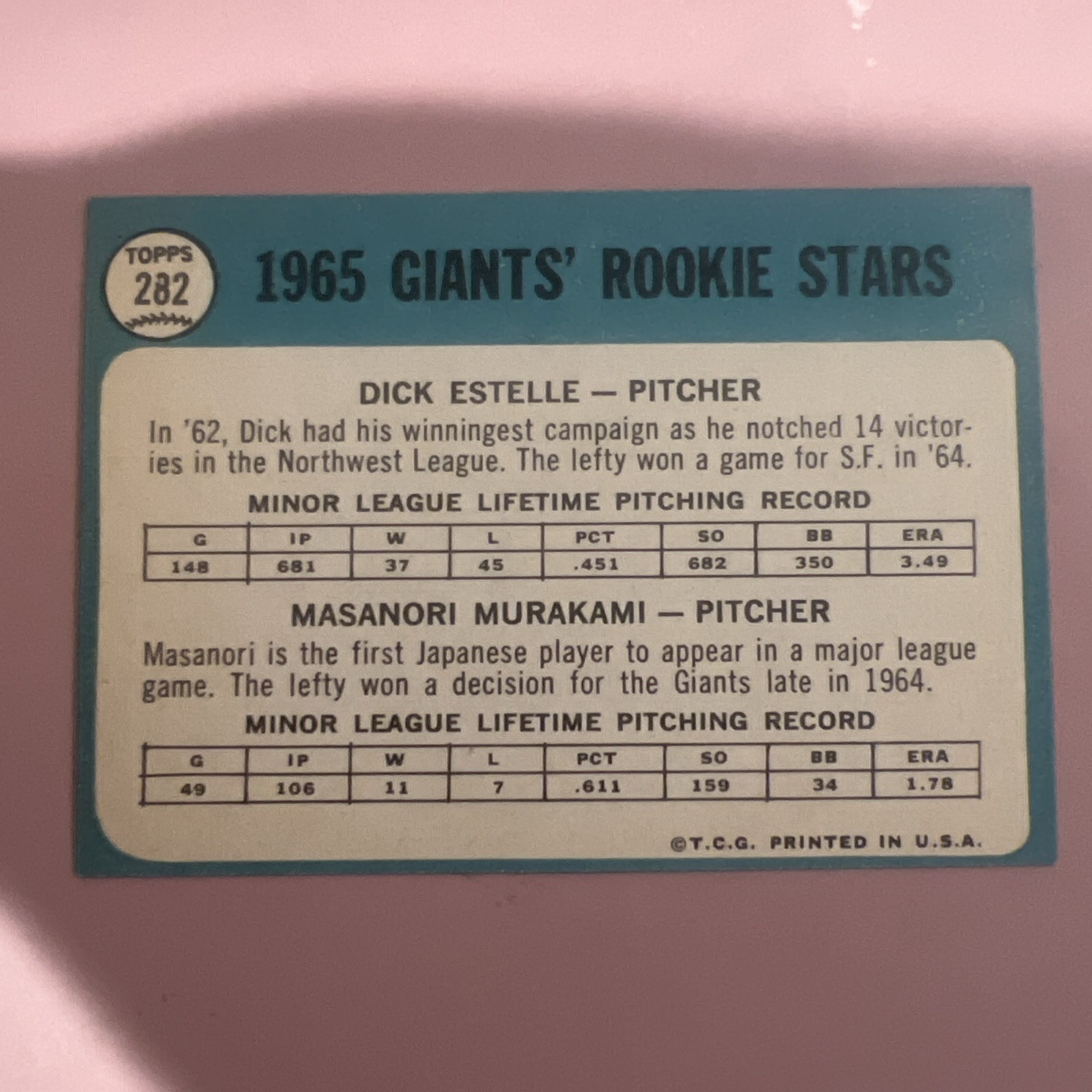 1965 TOPPS GIANTS ROOKIE STARS MURAKAMI