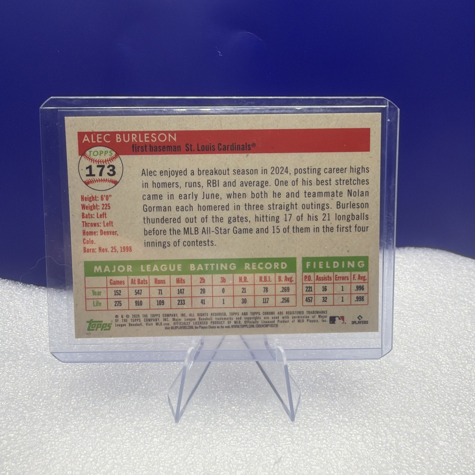 2025 Topps Platinum Alec Burleson /50 Gold