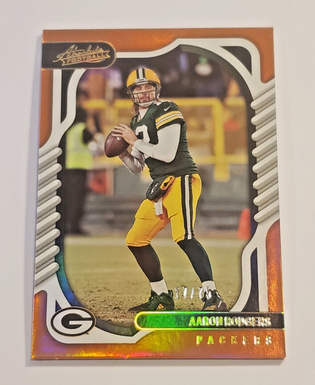 2022 Absolute Spectrum Orange Holofoil #65 Aaron Rodgers 17/75 Packers
