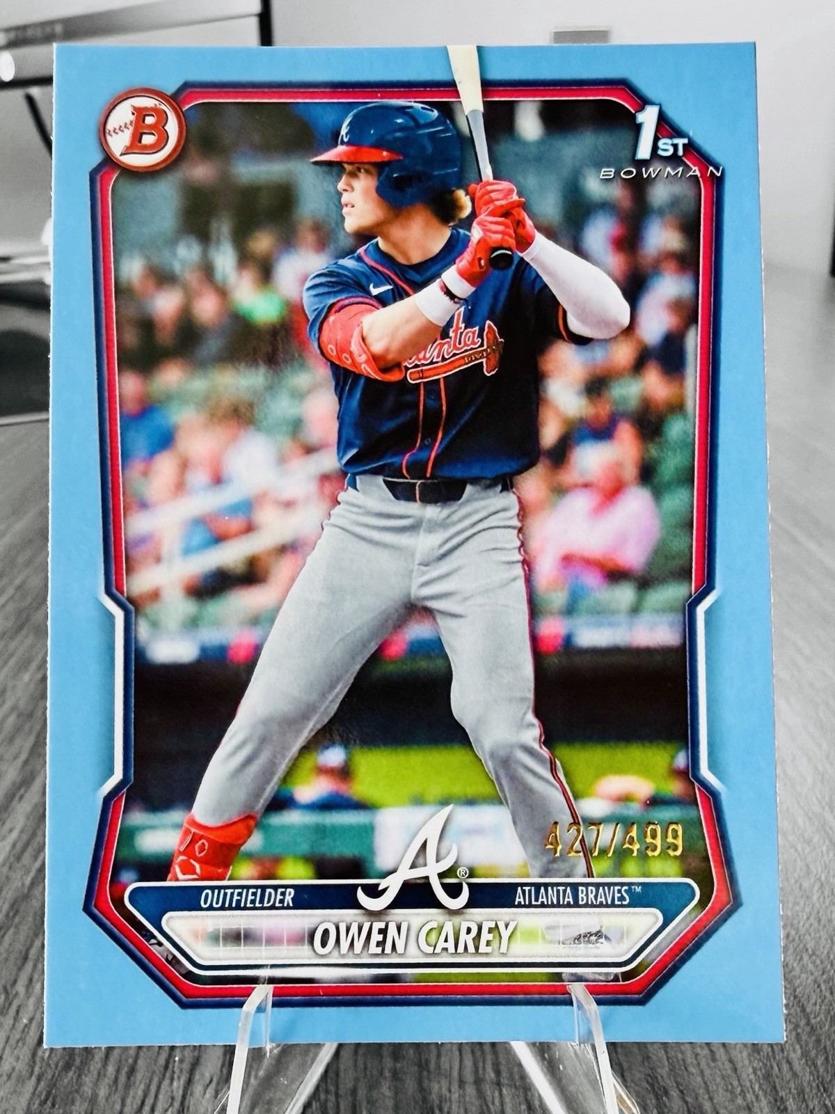 2026 1st BOWMAN #BP-69 OWEN CAREY SKY BLUE 427/499 BRAVES NUMBERED