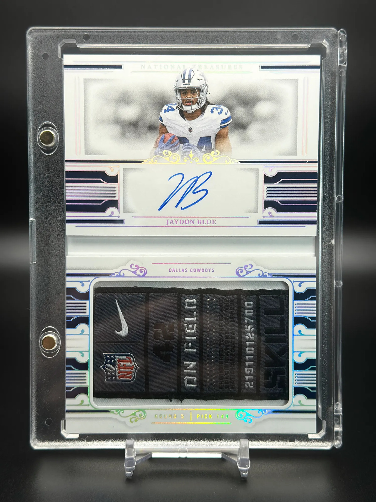 2025 National Treasures Jaydon Blue #RJPS-JBE (RC) Booklet Laundry Tag /5 Auto